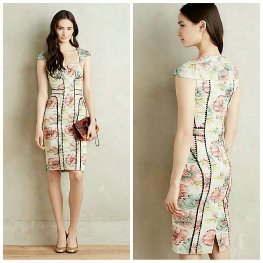 Anthropologie Byron Lars Brocade Garden Sheath Dress. Size 12.